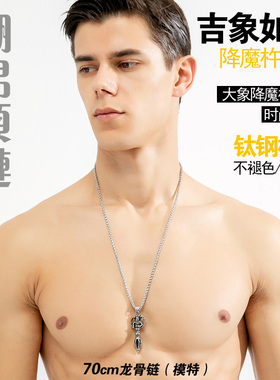 霸气大象降魔杵男士项链复古钛钢吊坠韩潮个性毛衣链挂件配饰礼物