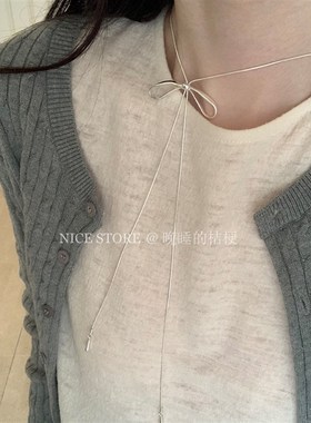 晚睡的桔梗小飞蝶少女蝴蝶结抽绳T恤项链气质毛衣链显白挂链