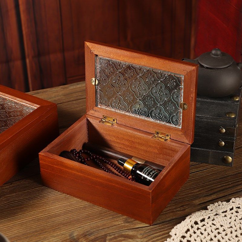 复古海棠花玻璃带盖收纳盒桌面整理盒品首饰盒高档精致储物盒,淘宝优惠券,粉丝福利购,淘宝优惠卷