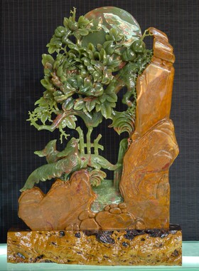 新款雕花摆件玉石山水高档雕刻家居客厅装饰摆设品