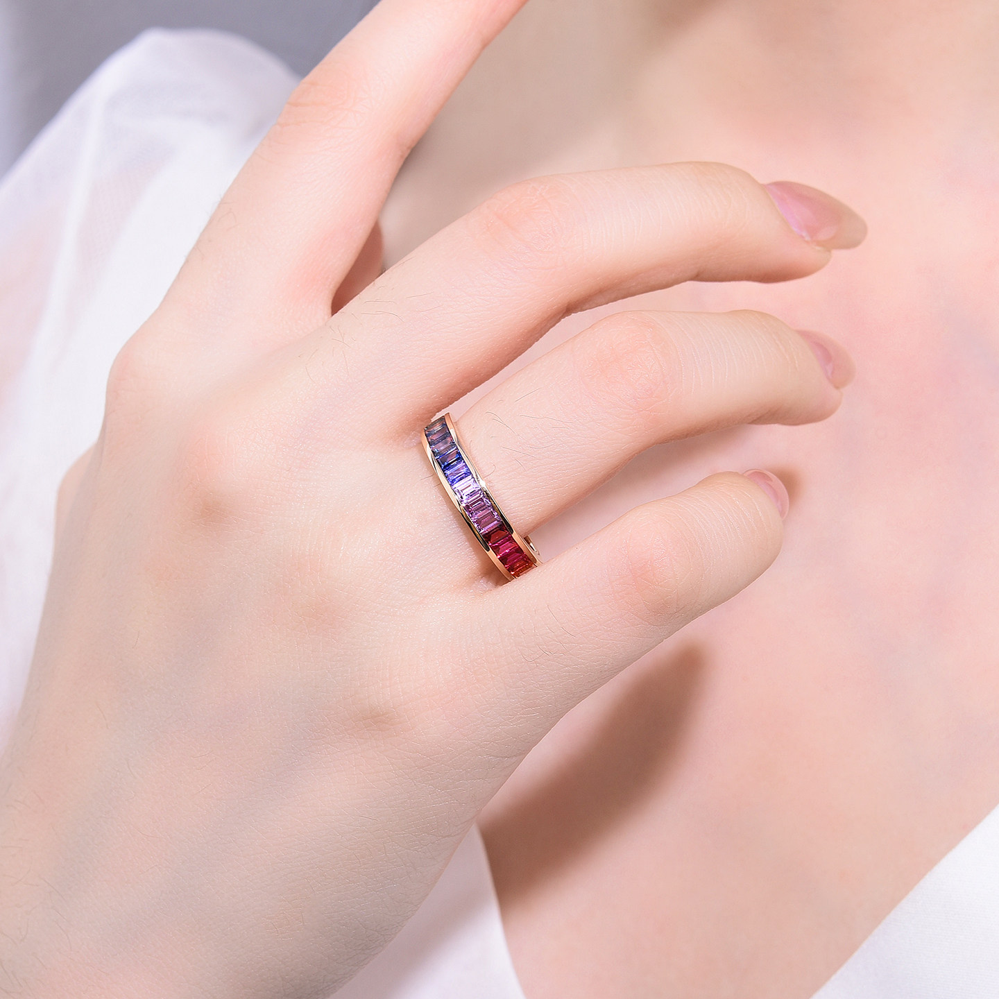 Personal Jewelry 18K Gold Colorful Ruby Ring