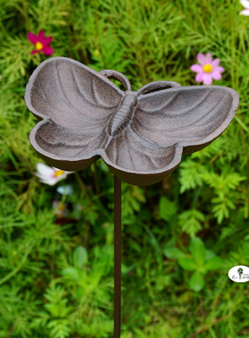 花园铸架小鸟花插爬藤铁托邮小动物麻绳架铁艺包盘复古收纳摆件