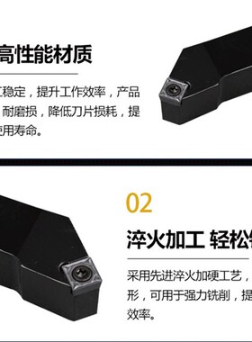 45度螺钉式外圆刀杆SSSCR1616H09/2020K12机夹菱形车床刀具