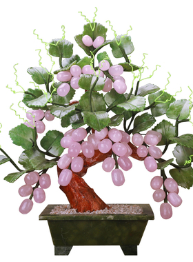 天然玉石雕刻葡萄树客厅家居饰品卧室书房玄关玉器新中式法式摆件