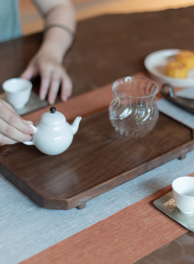 托盘黑胡桃木新中式实木瓷器简约果盘茶具茶盘茶室干泡台