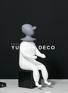 软装饰品大理石底座小丑人物摆件售楼处样板房间展厅摆设