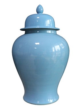 蓝色花瓶摆件客厅插花电视柜美式落地软装家居玄关储物罐装饰