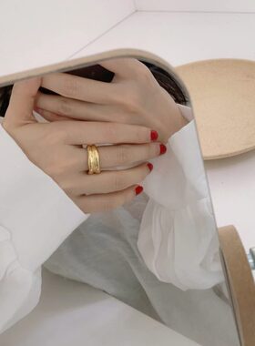 解构经典～重塑格调！多维立体质感宽版戒指可水洗包金上档次潮