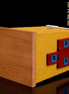 藏村文创笔筒康巴建筑非遗手工中式木质彩绘收纳盒办公室创意摆件