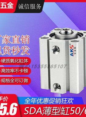 艾克斯AKS气动迷你小型薄型气缸全套SDA63/50X10-20*25X346789X50