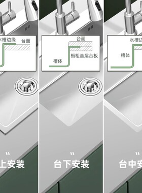 304不锈钢厨房水槽大单槽手工加厚家用洗菜盆洗碗池洗手池台下盆