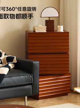 小万家具全实木入门玄关柜储物柜可旋转沙发边柜北欧轻奢斗柜柜子