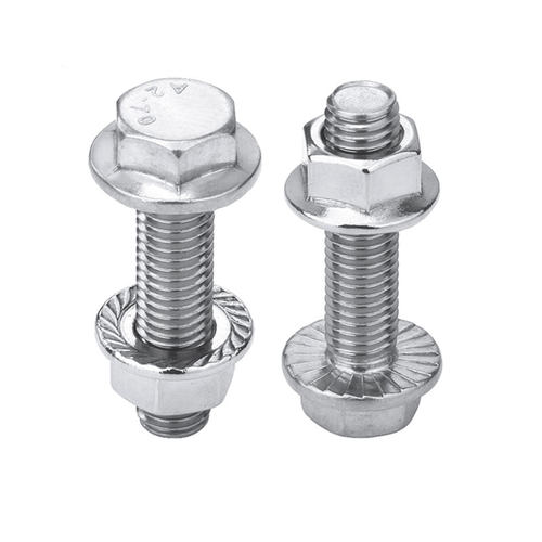 304不锈钢外六角法兰螺丝螺母组合带垫加长螺栓帽套装大全M5-M12 - 图0