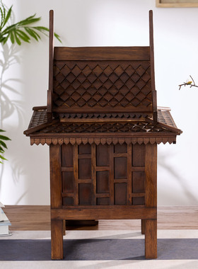 复古实木东南亚风格木质房屋摆件