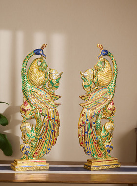泰式风孔雀祈福桌面摆件装饰品
