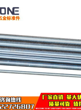 镀锌丝杠螺杆牙条丝杆全牙螺丝全螺纹杆螺栓M6 M8 M10 M12 M14M16