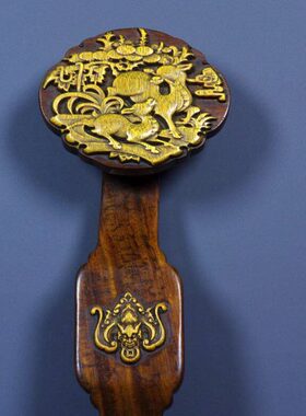 古玩收藏农村收老花梨木福禄双全如意贺寿礼品家居办公室装饰摆件