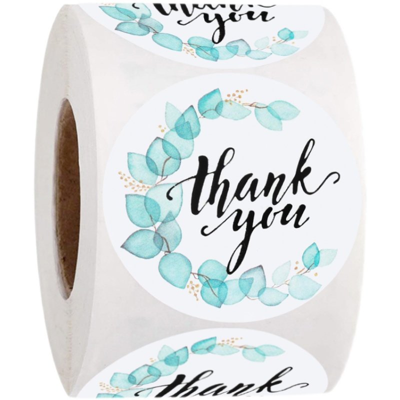 蓝色绿松石谢谢贴纸圆形礼物封口标签手工礼品包装鲜花花束装饰,淘宝优惠券,粉丝福利购,淘宝优惠卷