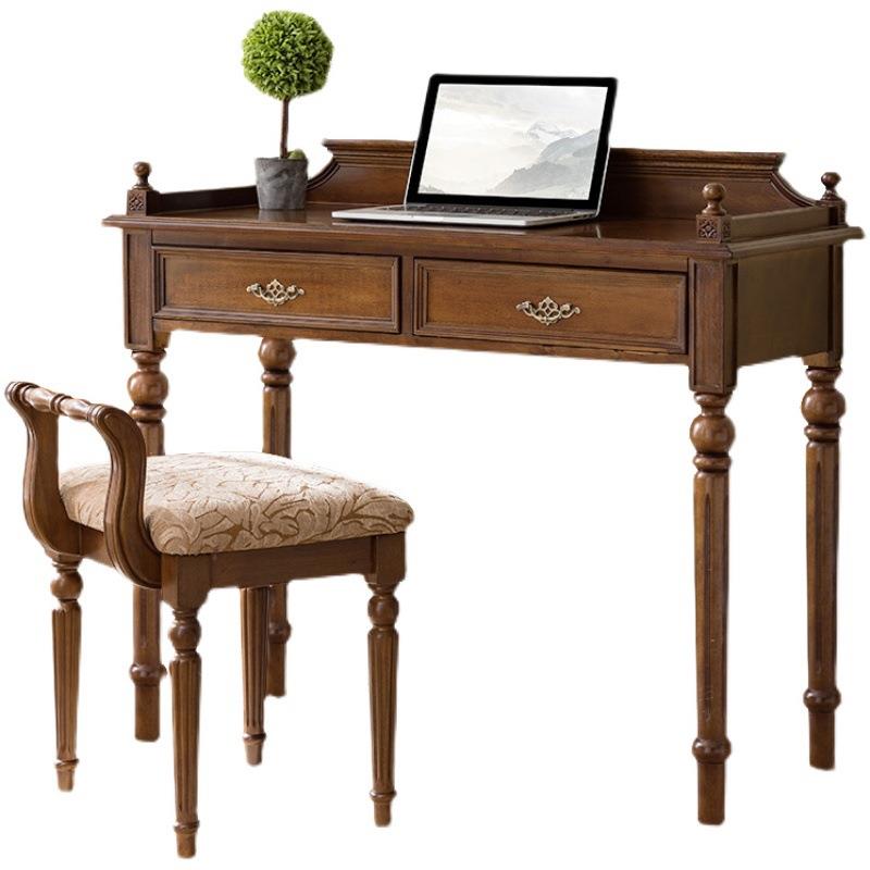 欧式轻奢现代实木电脑桌小型卧室学习桌法式化妆桌梳妆台美式书桌 - 图3