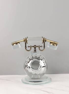 新中式复古水晶电话机摆件样板房居家客厅桌面茶几软装饰品摆件