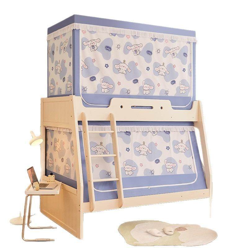 梯形儿童子母床蚊帐上下铺防摔遮光帘三开门宿舍书架款一体式防蚊,淘宝优惠券,粉丝福利购,淘宝优惠卷