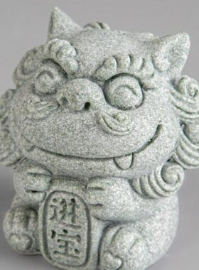逗兽记新中式招财进宝装饰茶桌摆件风狮爷青砂石茶宠精品茶玩可养