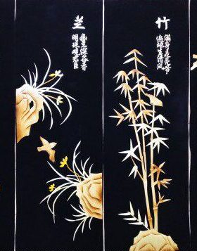 麦秆画四条屏画芯 地方特色工艺品 办公室酒店餐厅民宿家装挂屏