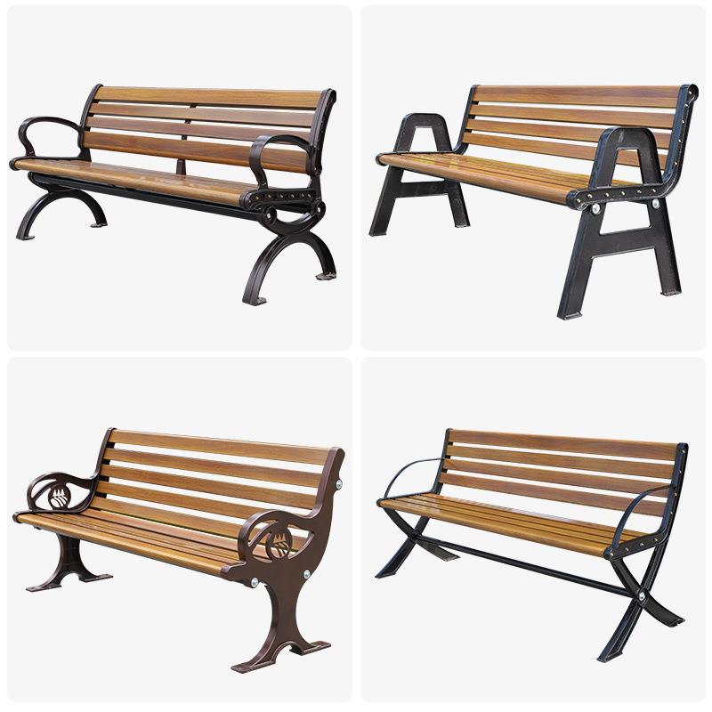 公园椅户外长椅广场庭院小区休闲座椅防腐木靠背排椅塑木长条凳子 - 图1