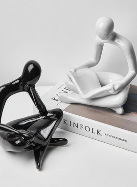 简约抽象艺术摆件轻奢客u厅酒柜玄关家居办公室书架假书装饰品