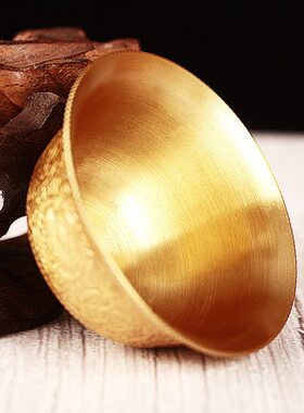 藏式纯铜八吉祥雕花供水杯供水碗家用佛前供奉杯小号圣水杯 6.8cm