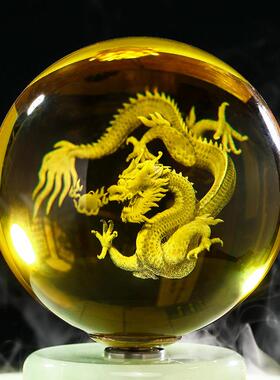 财源滚滚龙珠水晶球聚宝盆流水摆件办公室装饰品店铺乔迁开业礼物