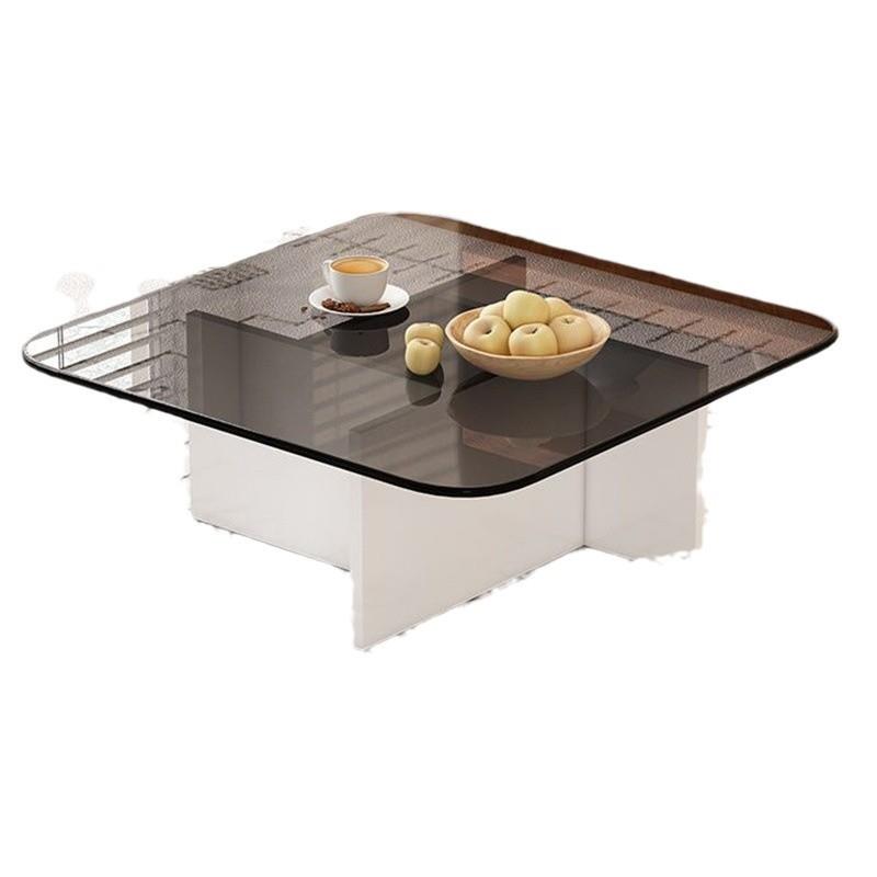 茶几轻奢现代简约方形意式钢化玻璃圆形茶桌小户型客厅家用极简桌 - 图3