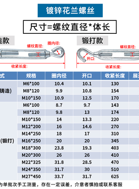 镀锌花兰螺丝花篮螺栓开体花篮螺丝镀锌钢丝拉紧拉紧器紧绳紧线器