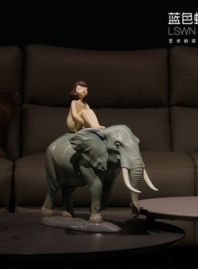 蓝色蜗牛 吉象 摆件饰品家居创意简约北O欧可爱少女节日礼物