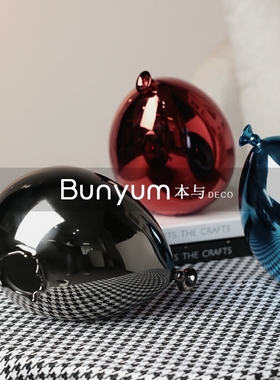 简约电镀爆裂气球摆件民宿样板间样品屋F展示中心玄关桌面轻奢软