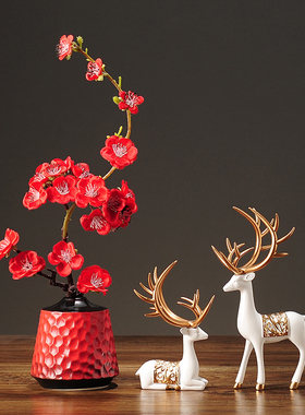 招财小麋鹿客厅酒柜架装饰摆件家居创意欧式电视柜乔迁礼物玄关