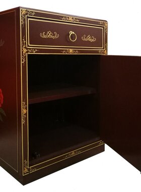 漆艺骨石镶嵌人物单门一抽床头装饰柜扬州漆器实木新中式古典家具