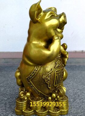 纯铜猪生肖财富袋金蝉猪家居装饰黄铜器工艺品动物摆件