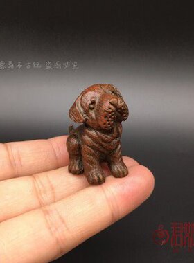 复古包浆实心铜可爱小狗啃骨头创意香插一套 铜小狗小骨头茶宠