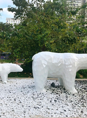 玻璃钢北极熊雕塑户外景区街道动物景观摆件公园小区草坪装饰小品