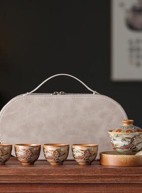 敦煌飞天纯手工茶具套装茶杯个人专用盖碗茶壶整套功夫旅行茶具