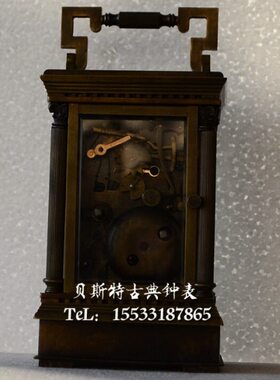 仿古西洋四功能皮套钟|古典座钟|老式作旧铜机械闹钟|上弦台钟