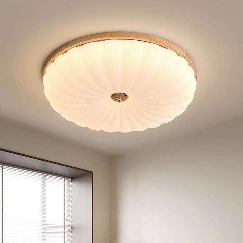 新中式吸顶灯实木现代简约南瓜创意贝壳儿童房全光谱护书房卧室灯 - 图1