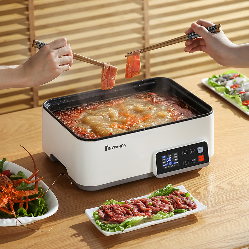 电煮锅多功能料理锅煎炸蒸煮炒一体电饭锅炒菜电炒锅火锅家用电锅 - 图1