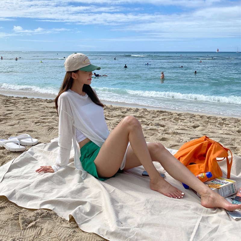 大渔 泳衣比基尼罩衫长袖宽松防晒显瘦遮肉中长款韩版沙滩外套 - 图3