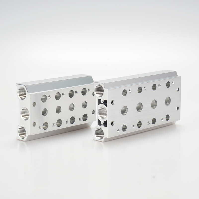 电磁阀汇流板气动铝合金2位6位插座底100M/200M/300M/400M - 图2