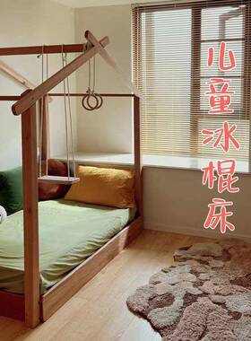好安装非洲红檀木冰棍儿床伸缩儿童床男孩全实木树屋公主风木屋床