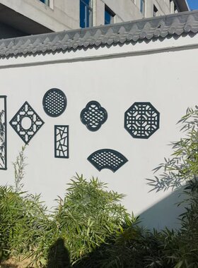 仿古墙面装饰镂空透窗徽派新中式墙饰窗花背景墙复古挂件塑料砖雕