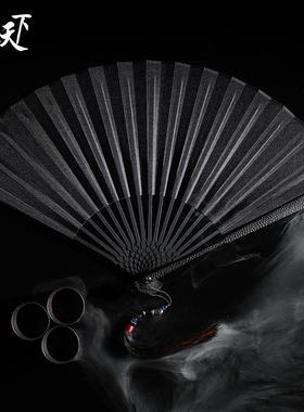 新款扇子95寸金属合金扇子女中国风非钛合金把玩折扇男古风绢布扇