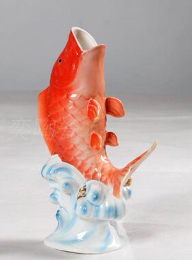 鲤鱼花瓶珐琅瓷送礼花瓶摆件简约现代陶瓷实用家居工艺装饰品包邮